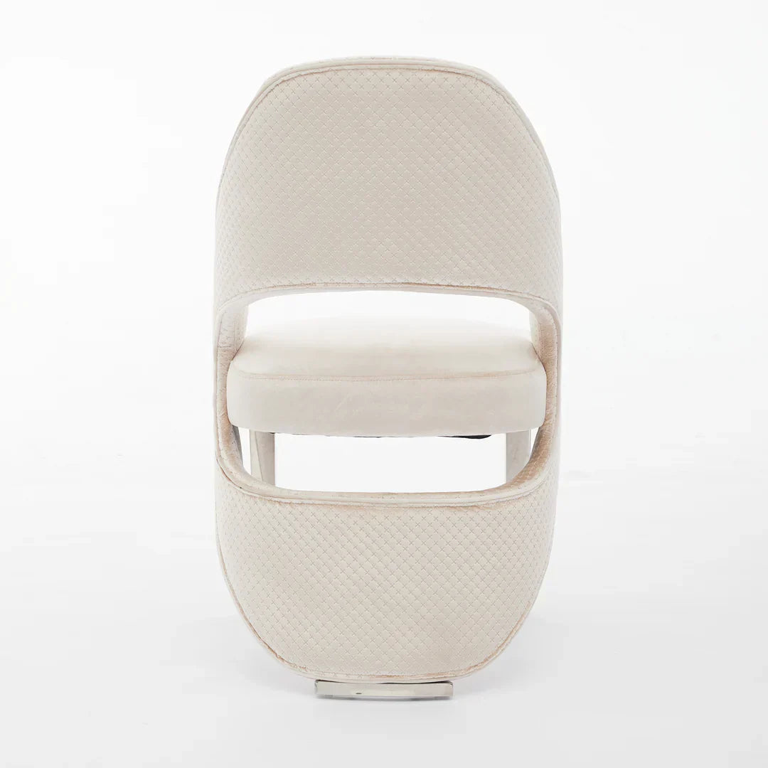Santorini Cream Velvet & Chrome Modern Dining Chair