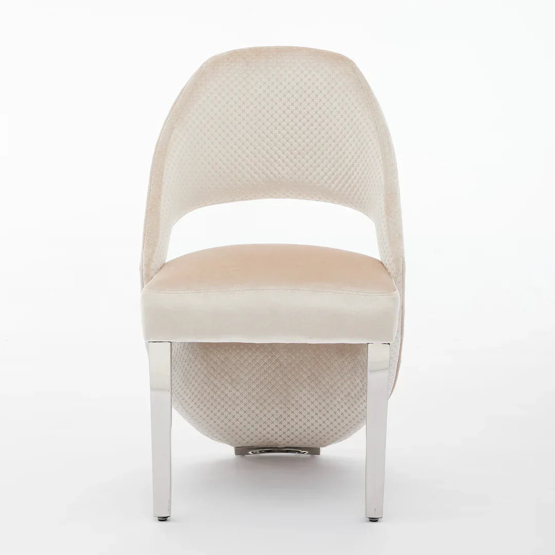 Santorini Cream Velvet & Chrome Modern Dining Chair