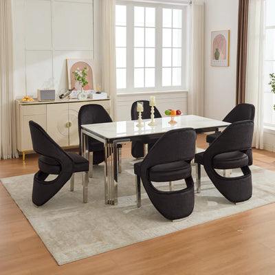 Santorini Black Velvet & Chrome Modern Dining Chair