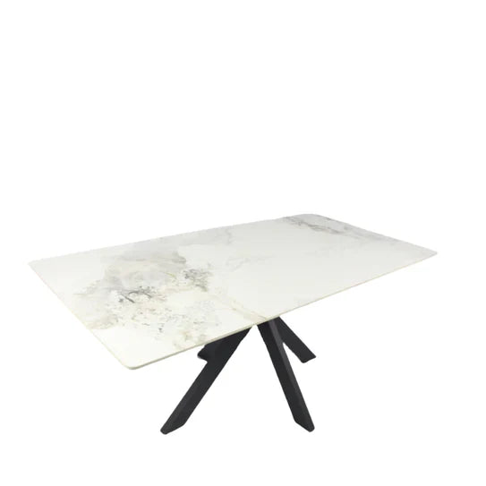 Phoenix 150cm White Ceramic Marble Fixed Dining Table
