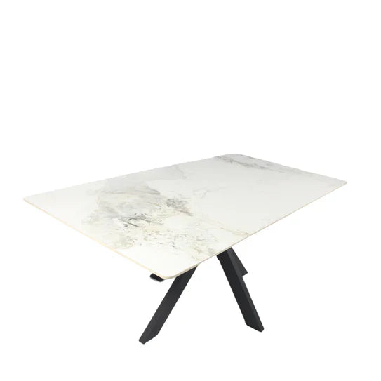 Phoenix 150cm White Ceramic Marble Fixed Dining Table