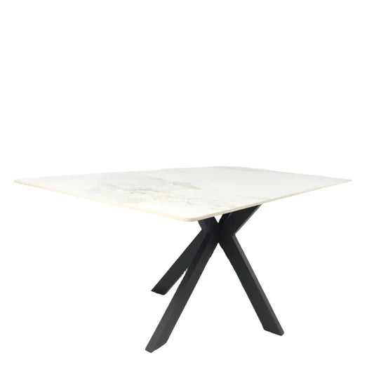 Phoenix 150cm White Ceramic Marble Fixed Dining Table