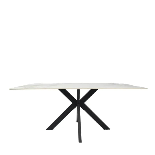 Phoenix 150cm White Ceramic Marble Fixed Dining Table