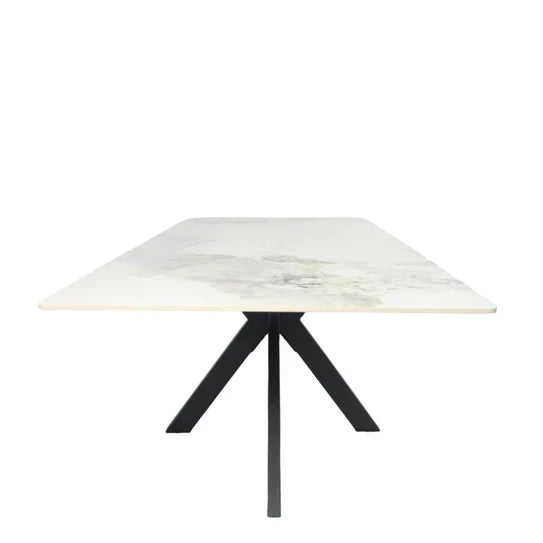 Phoenix 150cm White Ceramic Marble Fixed Dining Table