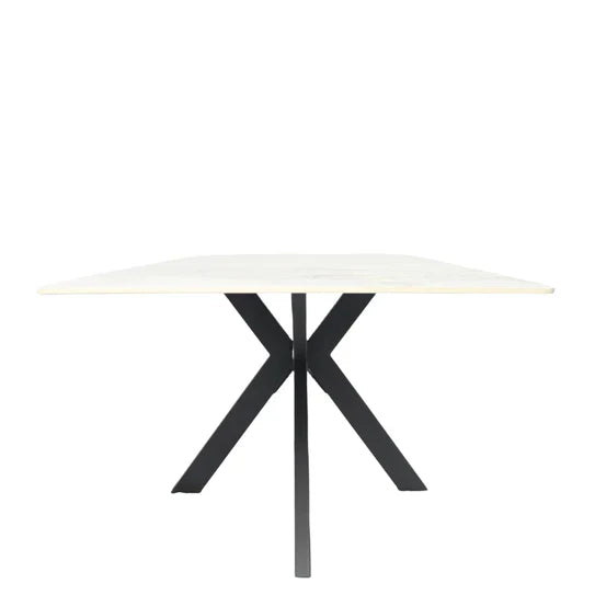Phoenix 150cm White Ceramic Marble Fixed Dining Table