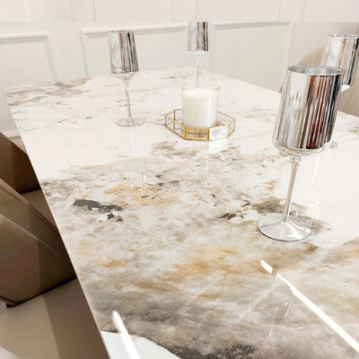 Lucien 180cm Gold Dining Table with Pandora Gold Sintered Stone Top-Esme Furnishings