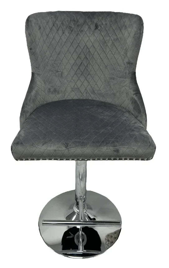 Valentino Lion Knocker Quilted Tufted Shimmer Velvet BAR STOOLS - 3 Colours