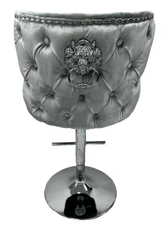 Valentino Lion Knocker Quilted Tufted Shimmer Velvet BAR STOOLS - 3 Colours
