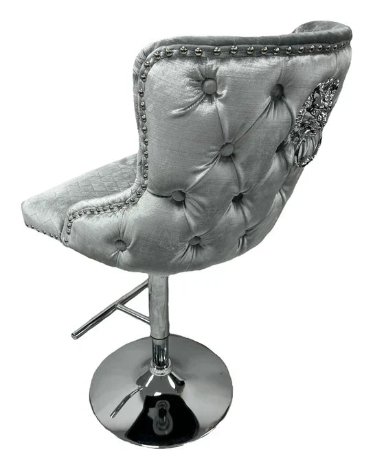 Valentino Lion Knocker Quilted Tufted Shimmer Velvet BAR STOOLS - 3 Colours