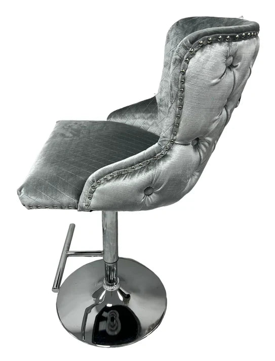 Valentino Lion Knocker Quilted Tufted Shimmer Velvet BAR STOOLS - 3 Colours