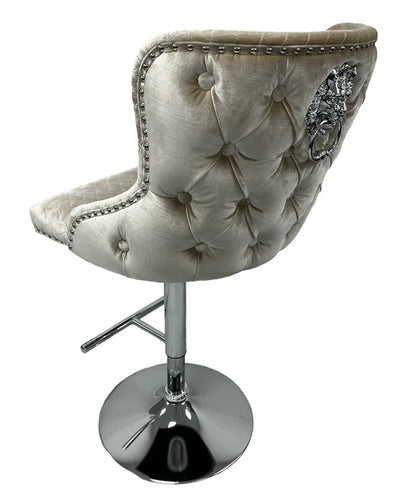 Valentino Lion Knocker Quilted Tufted Shimmer Velvet BAR STOOLS - 3 Colours