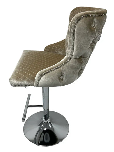 Valentino Lion Knocker Quilted Tufted Shimmer Velvet BAR STOOLS - 3 Colours