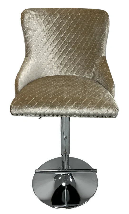 Valentino Lion Knocker Quilted Tufted Shimmer Velvet BAR STOOLS - 3 Colours