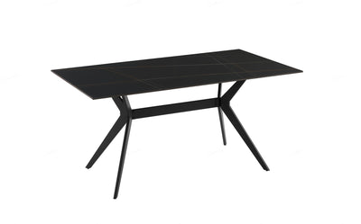 Livia 160cm Black Ceramic Sintered Marble Dining Table