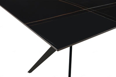 Livia 160cm Black Ceramic Sintered Marble Dining Table