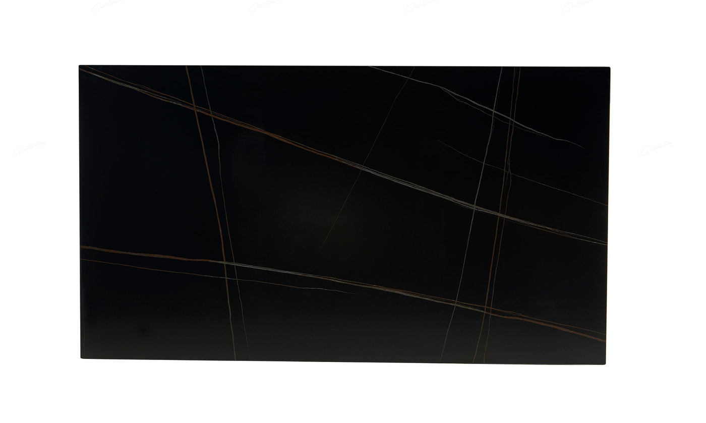Livia 160cm Black Ceramic Sintered Marble Dining Table