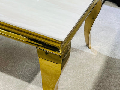 Louis Gold & Cream Marble Dining Table In 5 Sizes