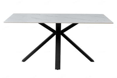 Phoenix 160cm White Ceramic Sintered Marble Dining Table