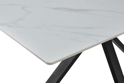 Phoenix 160cm White Ceramic Sintered Marble Dining Table