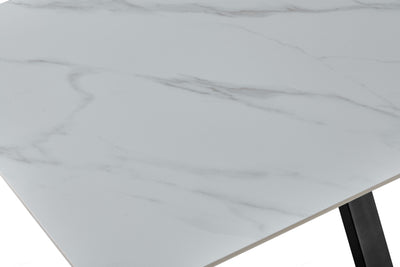 Phoenix 160cm White Ceramic Sintered Marble Dining Table