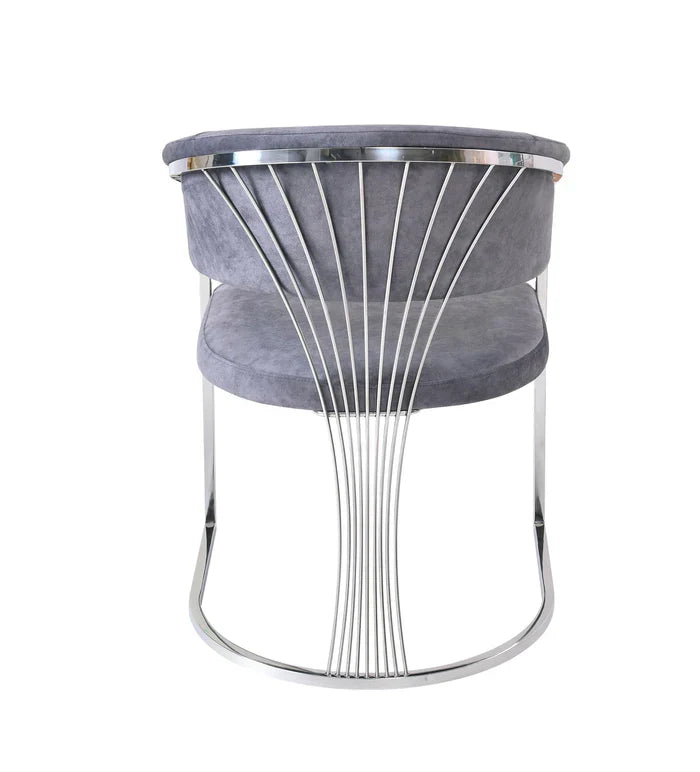Porado Grey / Chrome Leathaire Fabric Dining Chair