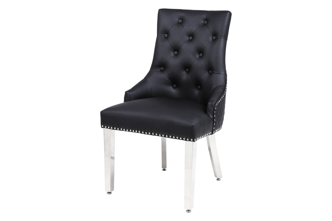 Aria 180cm Grey Marble & Chrome Dining Table With Majestic PU Leather Lion Knocker Dining Chairs