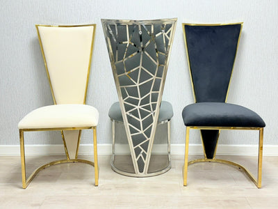 Posidon High Back Black/Gold Plush Velvet Dining Chair