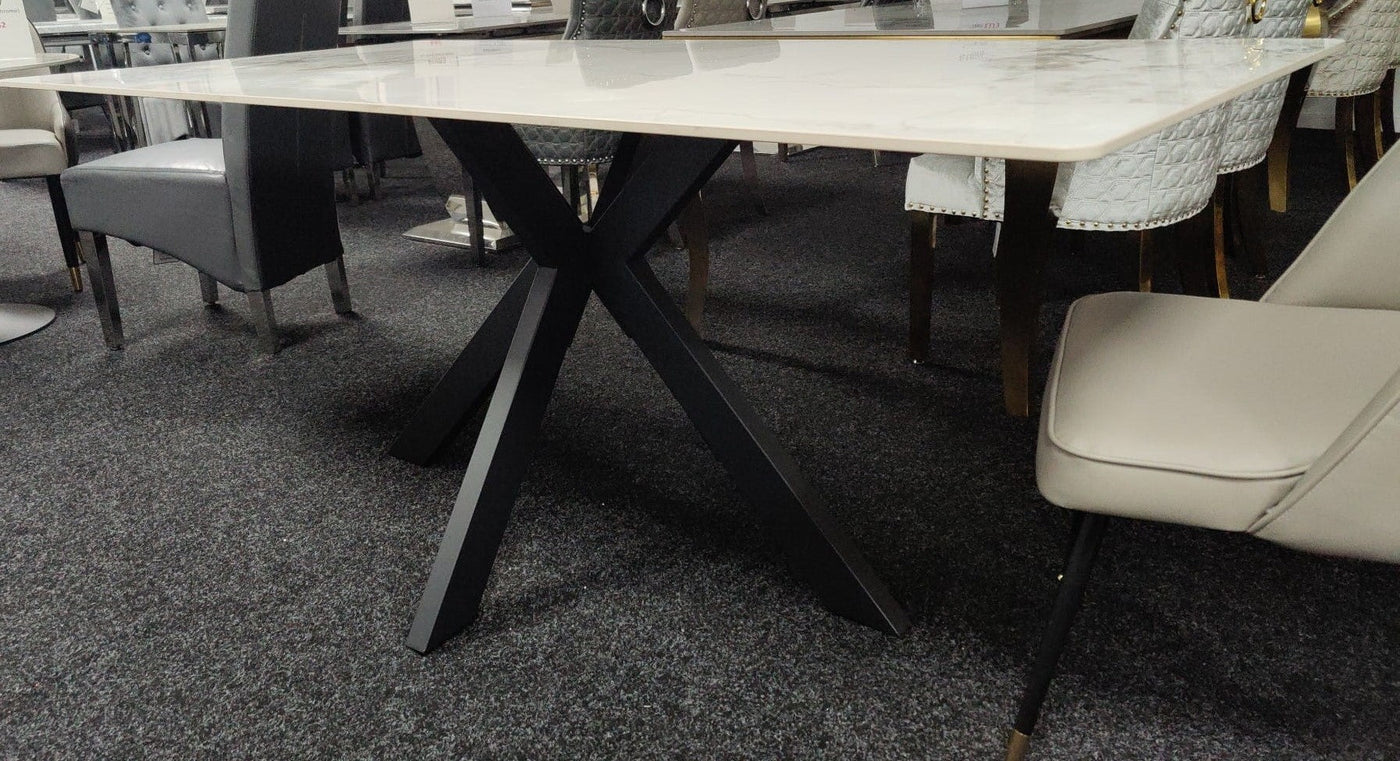 Phoenix 150cm White Ceramic Marble Fixed Dining Table