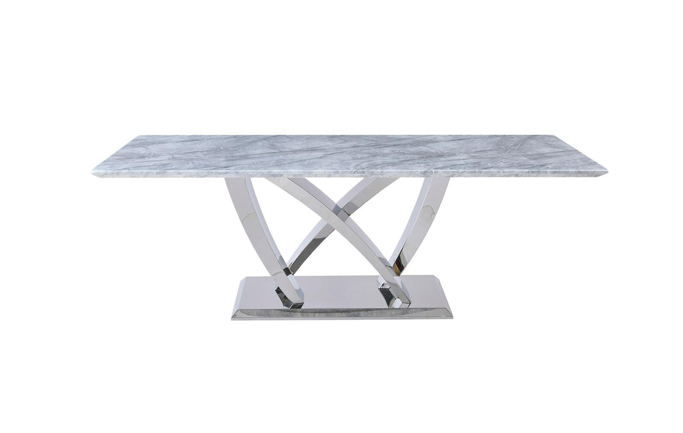 Aria 180cm Grey Marble & Chrome Dining Table