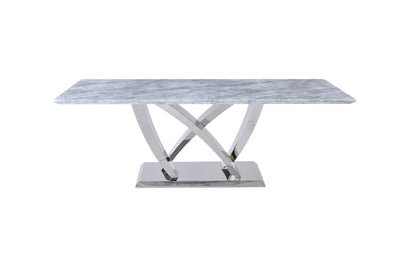 Aria 160cm Grey Marble & Chrome Dining Table
