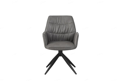 Phoenix 160-240cm White Ceramic Marble Extending Table + Grey PU Leather Swivel Dining Chairs