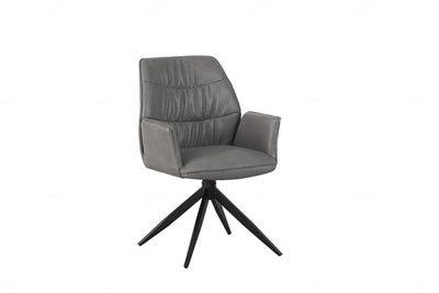 Phoenix 160-240cm White Ceramic Marble Extending Table + Grey PU Leather Swivel Dining Chairs