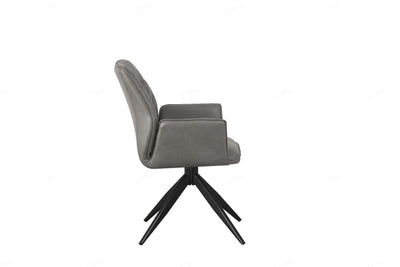 Phoenix 160-240cm White Ceramic Marble Extending Table + Grey PU Leather Swivel Dining Chairs