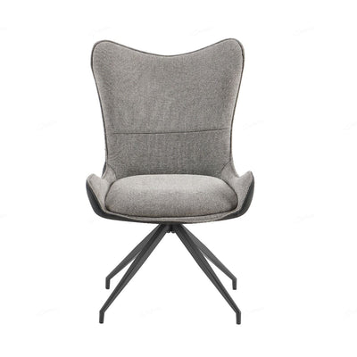 Cayman Grey Contrasting Fabric Swivel Dining Chairs With Black Metal Legs - Pairs