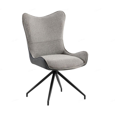 Cayman Grey Contrasting Fabric Swivel Dining Chairs With Black Metal Legs - Pairs