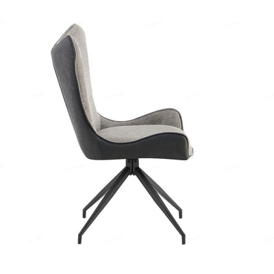 Cayman Grey Contrasting Fabric Swivel Dining Chairs With Black Metal Legs - Pairs