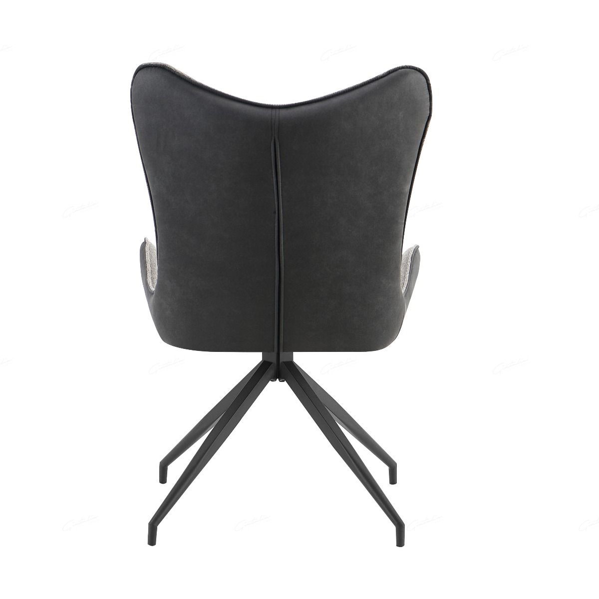 Cayman Grey Contrasting Fabric Swivel Dining Chairs With Black Metal Legs - Pairs