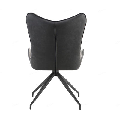 Cayman Grey Contrasting Fabric Swivel Dining Chairs With Black Metal Legs - Pairs