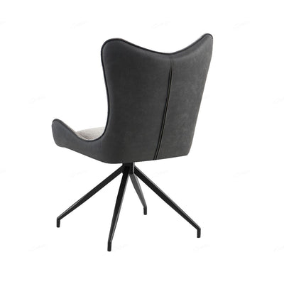 Cayman Grey Contrasting Fabric Swivel Dining Chairs With Black Metal Legs - Pairs