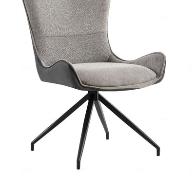 Cayman Grey Contrasting Fabric Swivel Dining Chairs With Black Metal Legs - Pairs