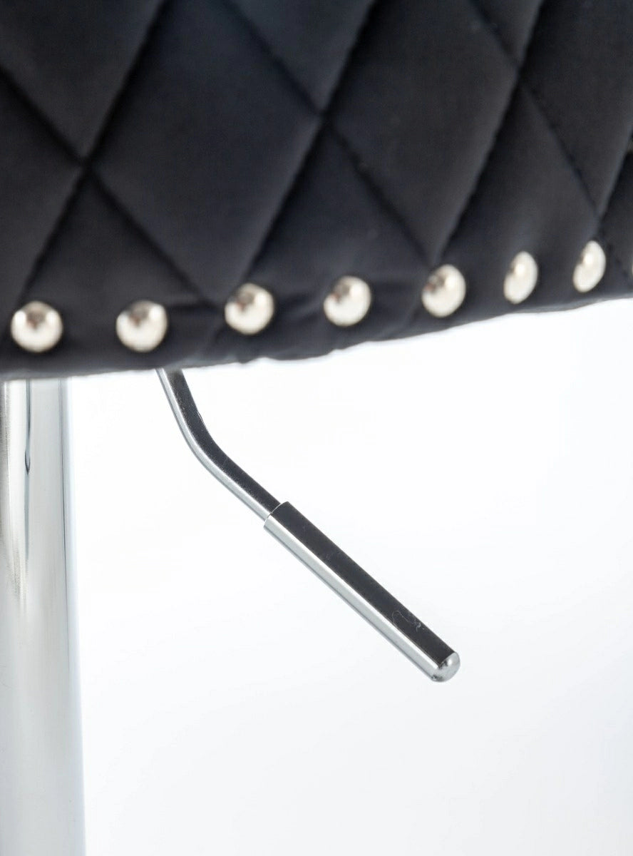 Dakota, Black French Velvet, Quilted Back Bar Stool - Belmont Interiors