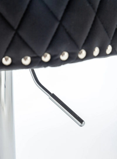 Dakota, Black French Velvet, Quilted Back Bar Stool - Belmont Interiors