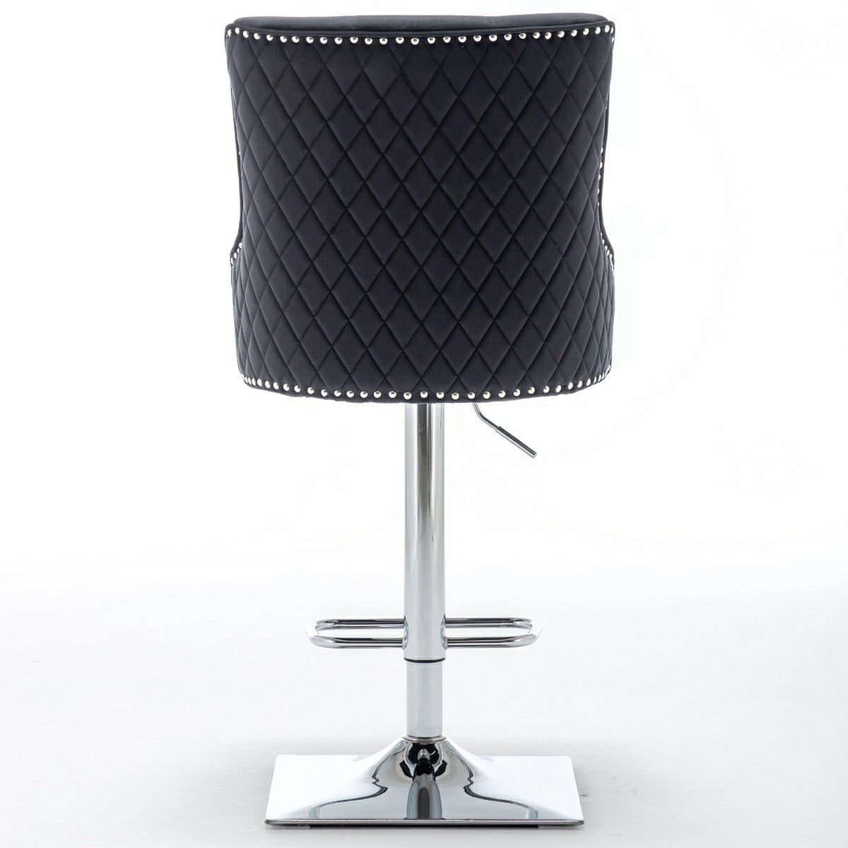 Dakota, Black French Velvet, Quilted Back Bar Stool - Belmont Interiors