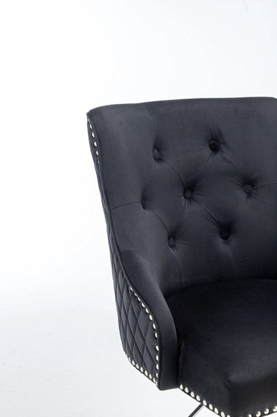 Dakota, Black French Velvet, Quilted Back Bar Stool - Belmont Interiors