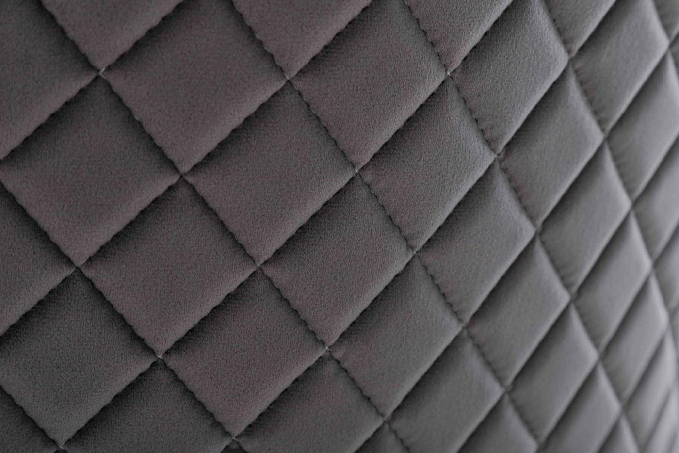 Dakota Dark Grey French Velvet Quilted Back Dining Chair With Chrome Legs - Belmont Interiors