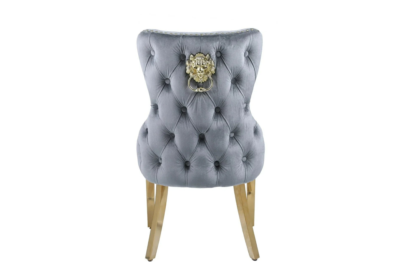Victoria Gold Lion Knocker Quilted Tufted Plush Velvet Dining Chair Gold Legs - 3 Colours