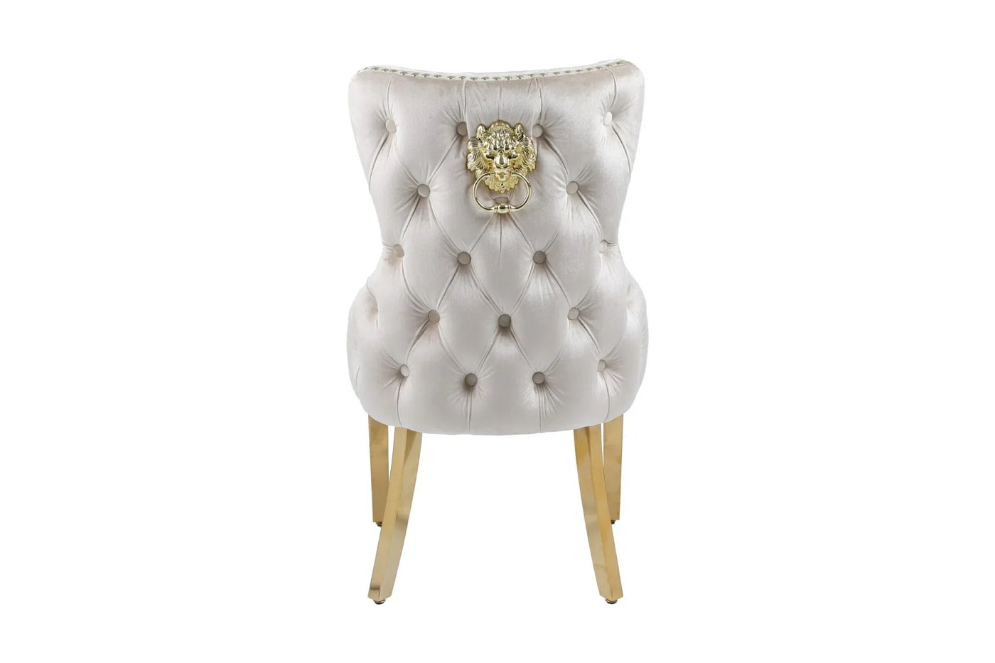 Victoria Gold Lion Knocker Quilted Tufted Plush Velvet Dining Chair Gold Legs - 3 Colours
