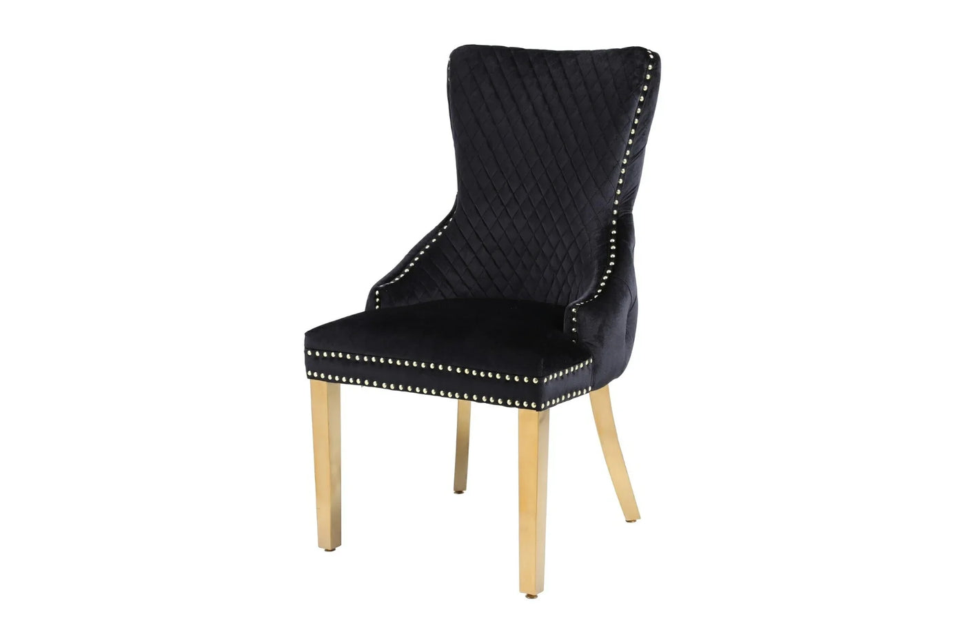 Victoria Gold Lion Knocker Quilted Tufted Plush Velvet Dining Chair Gold Legs - 3 Colours