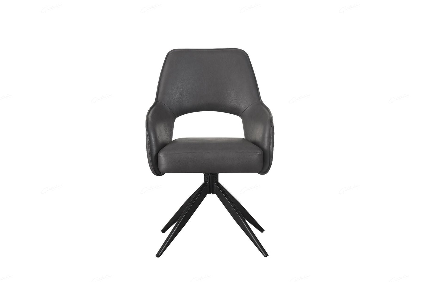 Enrica PU Leather Swivel Dining Chairs With Black Metal Base - Pairs - 2 Colours