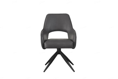 Enrica PU Leather Swivel Dining Chairs With Black Metal Base - Pairs - 2 Colours